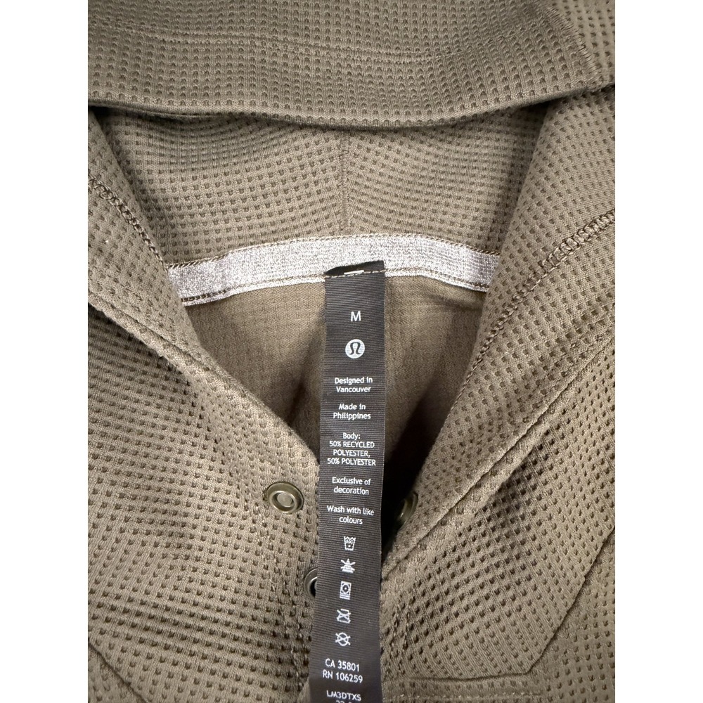 LULULEMON Shift Stitch Hoodie Mens Medium Green Waffle Knit Pullover Performance - Picture 3 of 11